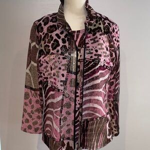Leopard Print Pink and Brown Women's Blouse TWIN SET